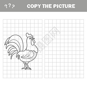 复制图片 为学龄前儿童玩的简单教育游戏鸡鸡幼儿园公鸡解决方案农场网格卡通片细胞孩子们谜语孩子图片