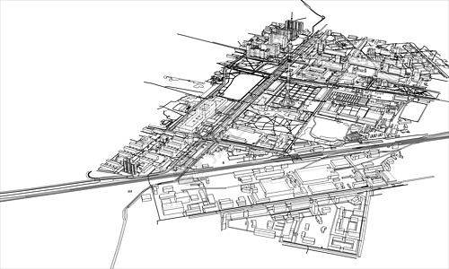 概述城市概念 线框样式房子场景草图街道白色绘画地平线建筑景观艺术图片