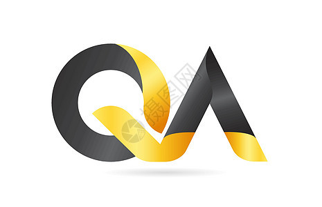 或连接的 QA QA QA 黄色黑字母字母徽标 com图片