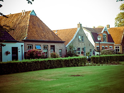 荷兰现代带棕砖房的现代化排房蓝色环境城市历史性集电极国家生态房屋地标细胞图片