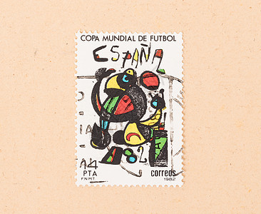 西班牙-大约 1982 年 在西班牙打印的邮票显示背景图片