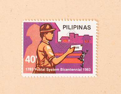 1980年 菲律宾印刷的印章历史性邮资古董收集系统收藏爱好邮票邮政信封背景图片
