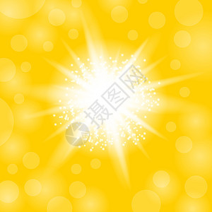 闪光星 亮光照明爆炸 在黄色背景上与闪烁相伴的星爆发图片