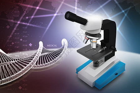 抽象背景的显微镜调查生物学插图审查教育微生物学学习样本工具检查图片