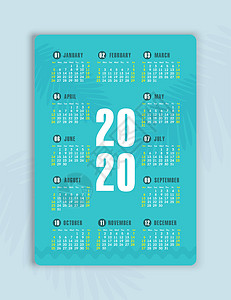 矢量日历 2020 年 星期从周日开始规划师日程时间季节商业网格广告办公室日记插图图片