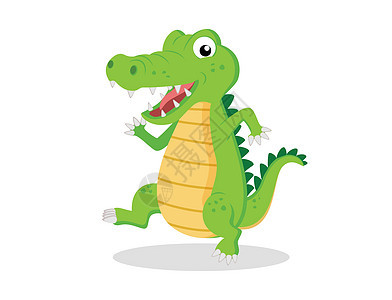 白色背景上可爱的卡通鳄鱼鳄鱼-它制作图案矢量图片