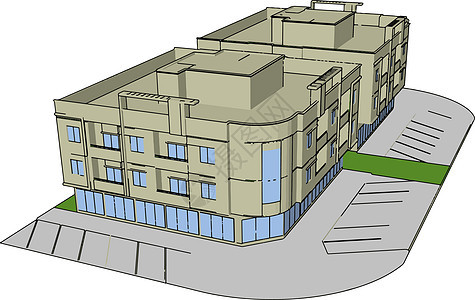 白色背景上的复杂技术财产插图城市商业街道摩天大楼住宅房子建筑学图片