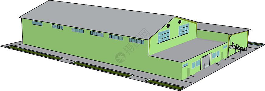 绿色建筑 插图 白色背景的矢量图片