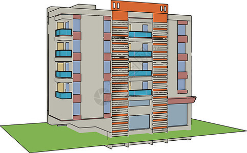 白色背景上的住宅建筑插图矢量办公室城市景观销售建筑学公寓小屋卡通片网络财产图片