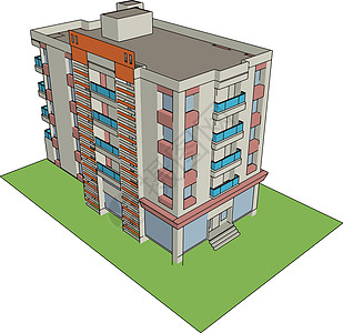 白色背景上的住宅建筑插图矢量街道城市网络卡通片住房艺术景观公寓财产办公室图片