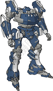 白色背景上的蓝色模型金属乐趣游戏怪物机器卡通片插图电脑控制玩具图片