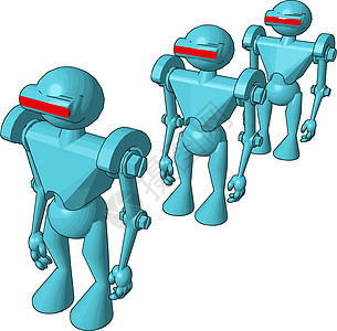 白色背景上的蓝色金属艺术小说电子人插图智力技术工程男性机器图片