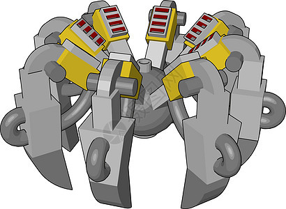 黄色机器人蜘蛛 插图 白色背景的矢量图片