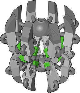 绿色机器人蜘蛛 插图 白色背景的矢量图片