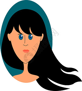 白色背景上的蓝眼睛插画矢量的女孩粉色蓝色卡通片成人头发红色艺术微笑女性嘴唇图片