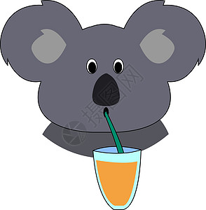 Koala喝果汁 插图 白背景的矢量图片