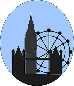 伦敦市 插图 白色背景的矢量图片