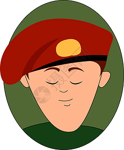 军事红色贝雷帽 插图 白底矢量图片