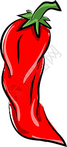 白色背景上的红辣椒插画矢量胡椒香料卡通片烹饪植物辣椒食物绘画菜单艺术图片