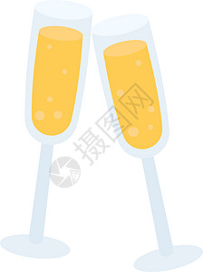香槟装在眼镜 插图和白色背景的矢量上图片