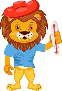 生病的狮子 插图 白背景的矢量图片