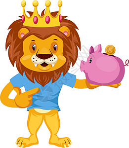 狮子与猪肉银行 插图 向量 在白色背景图片
