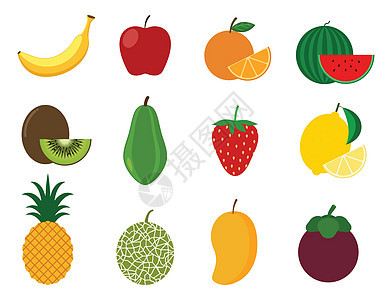 收集健康水果矢量集-矢量图案图片