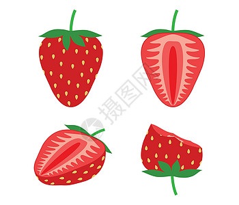 白色背景上隔离的新鲜草莓集成矢量插图图片