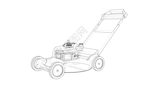 概述割草机向量 线框样式绿化搬运工园林旋转培育引擎机器草图滚筒工具图片