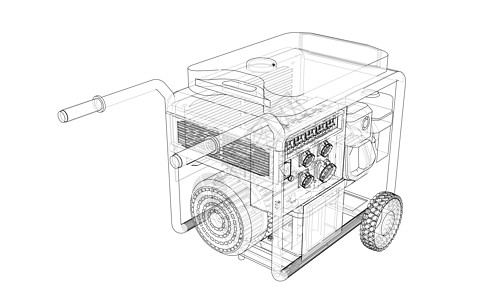 概述便携式汽油发电机 vecto插图备份电压发动机电极技术绘画建造燃料草图图片