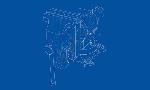 轮廓虎钳向量 线框样式绘画工业工作插图草图乐器技术机械服务工具图片
