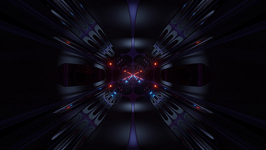 未来科幻外星人风格隧道走廊3D插画背景插图金属地面渲染艺术建造门厅房间建筑飞船图片