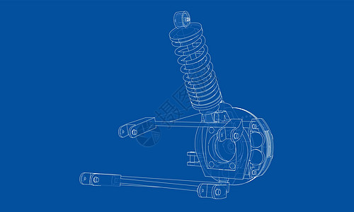 带减震器的汽车悬架 韦克托吸收器力学插图机械服务车辆圆柱绘画机器运输图片
