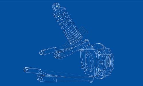 带减震器的汽车悬架 韦克托圆柱蓝图草图吸收器维修线条轮胎力学机械轮子图片