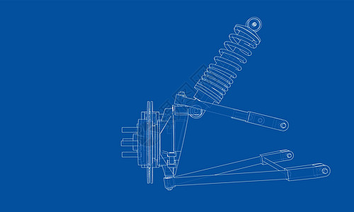 带减震器的汽车悬架 韦克托轮子机械力学车轮线条机器服务螺旋震惊绘画图片