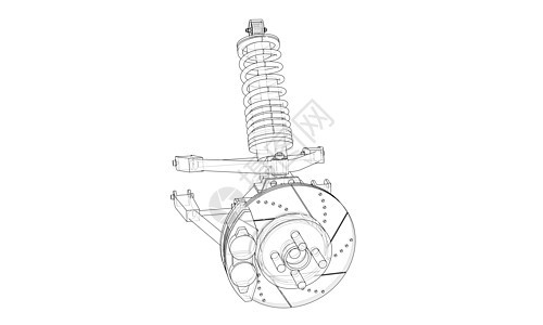 带减震器的汽车悬架 韦克托运输服务轮胎轮子机器车轮力学吸收器橡皮金属图片