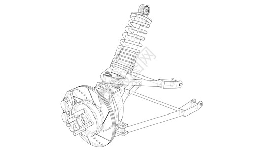 带减震器的汽车悬架 韦克托轮胎圆柱绘画机械线条机器轮子圆圈力学震惊图片