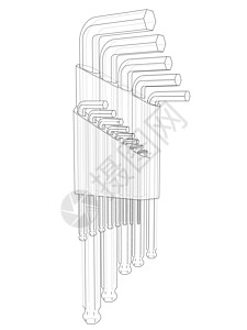 郭艾伦一套六角工具 韦克托建造墨水收藏扳手插图工作硬件六边形成套机械插画