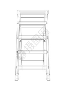 概述家庭步骤 韦克托爬梯折叠梯乐器服务楼梯草图墨水工具阶梯插图图片
