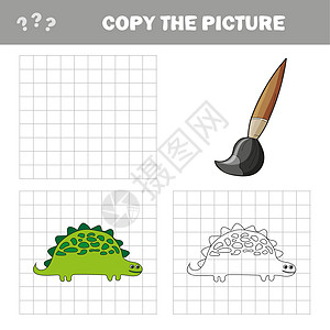 卡通恐龙的矢量插图  彩色书荒野侏罗纪模仿绘画色本化石灭绝考古学尾巴学习图片