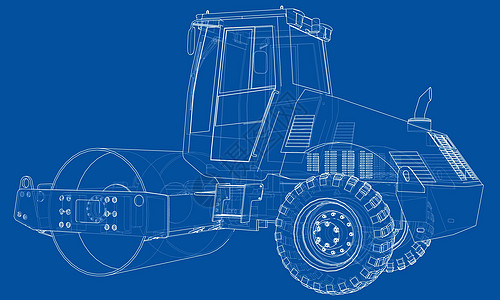 就业压力建筑机械 沥青压实机 vecto运输蒸汽活动工作维修压实机道路车轮蓝图建造插画