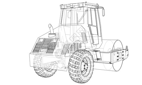 建筑机械 沥青压实机 vecto滚筒柏油车轮草图活动工作卡车路面建造技术图片