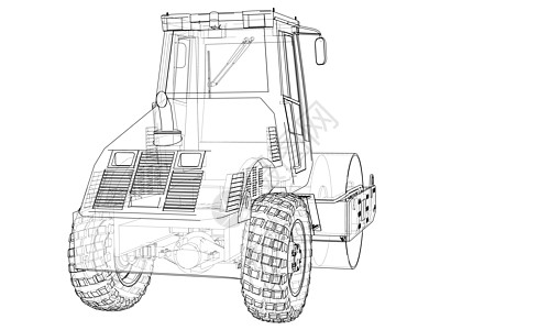 建筑机械 沥青压实机 vecto维修机器道路草图蒸汽插图施工滚筒铺路车辆图片