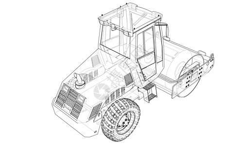 建筑机械 沥青压实机 vecto蒸汽运输车轮压力施工压实机蓝图草图推土机建造图片