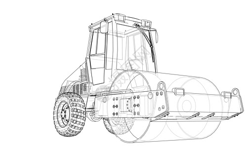 建筑机械 沥青压实机 vecto推土机插图草图工程建造柏油蒸汽压力车辆运输图片