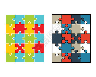 彩色拼图单独的一块卡片绿色插图横幅挑战蓝色白色游戏玩具成功图片