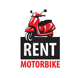 出租摩托车标志 白色背景上的矢量图解俱乐部展示徽章速度自行车横幅车库插图运输标签图片