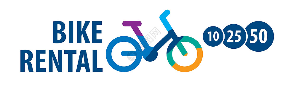 自行车出租的标志 白色背景上的矢量图解插图运输服务旅游活动标识横幅车辆徽章速度图片