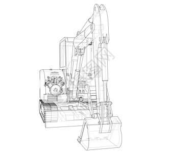 带有 Actor 的小型 Treactor 草图 韦克托绘画工程师引擎矿业力量机械运输蓝图工程挖掘机图片