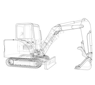 带有 Actor 的小型 Treactor 草图 韦克托绘画引擎挖掘机拖拉机车辆运输建造草稿蓝图矿业图片